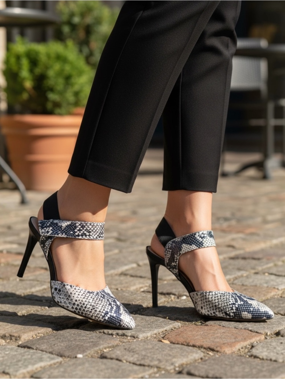 Franco Sarto Elegant Snakeskin Patterned Leather Heels